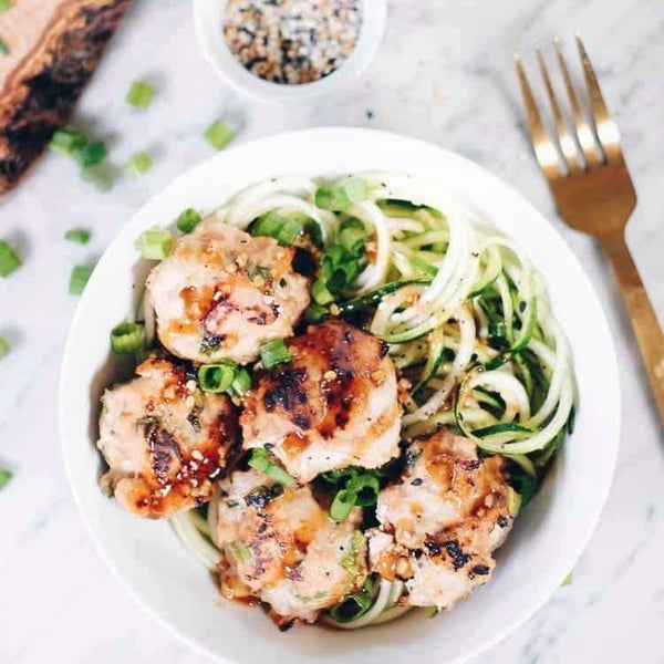 Asian Turkey Meatballs Zoodle Bowl Cal395/Fat12/Protein39